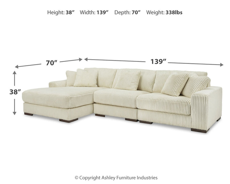 Lindyn Ivory 3-Piece Sectional with Ottoman from Ashley - Lara Furniture