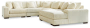 Lindyn 5-Piece Sectional with Ottoman in Ivory - PKG014506