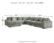 Lindyn Fog 6-Piece Sectional with Ottoman from Ashley - Lara Furniture