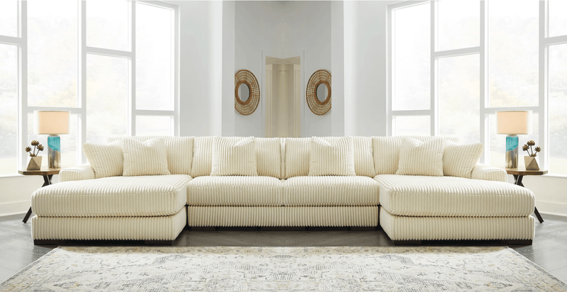 Lindyn Ivory 4 Piece Double Chaise Sectional - Gate FurnitureSectional