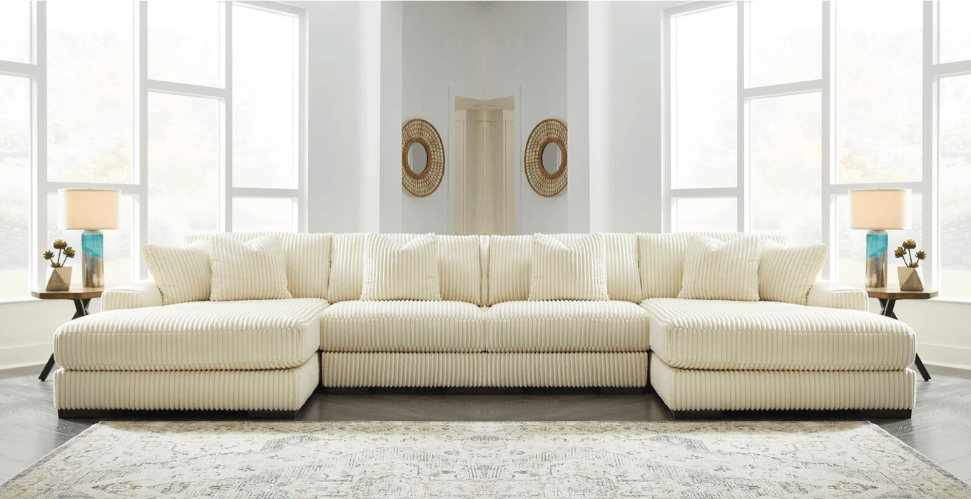 Lindyn Ivory 4 Piece Double Chaise Sectional - Gate FurnitureSectional
