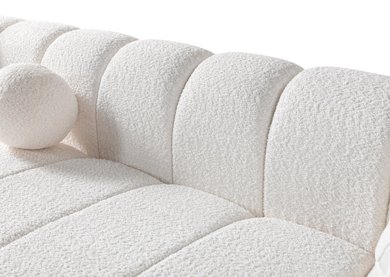 Lis Ivory Boucle Double Chaise 147" Sectional - LISIV-USEC