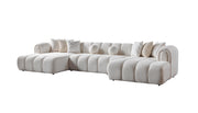 Lis Ivory Boucle Double Chaise 147" Sectional - LISIV-USEC
