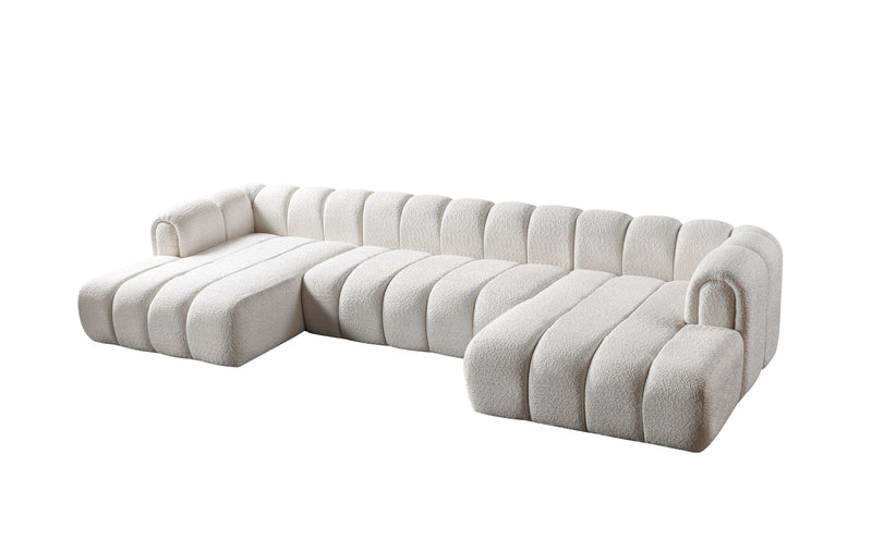 Lis Ivory Boucle Double Chaise 147" Sectional - LISIV-USEC