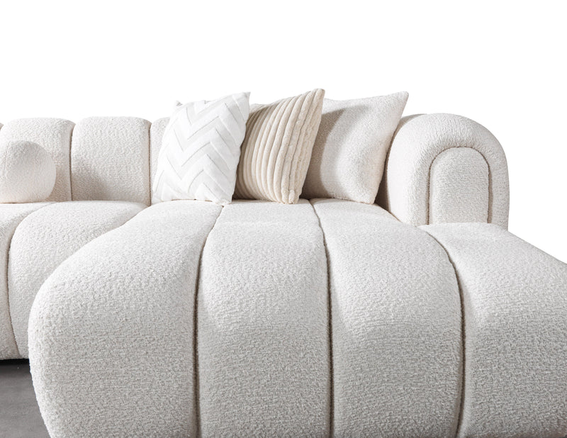 Lis Ivory Boucle Double Chaise 147" Sectional - LISIV-USEC