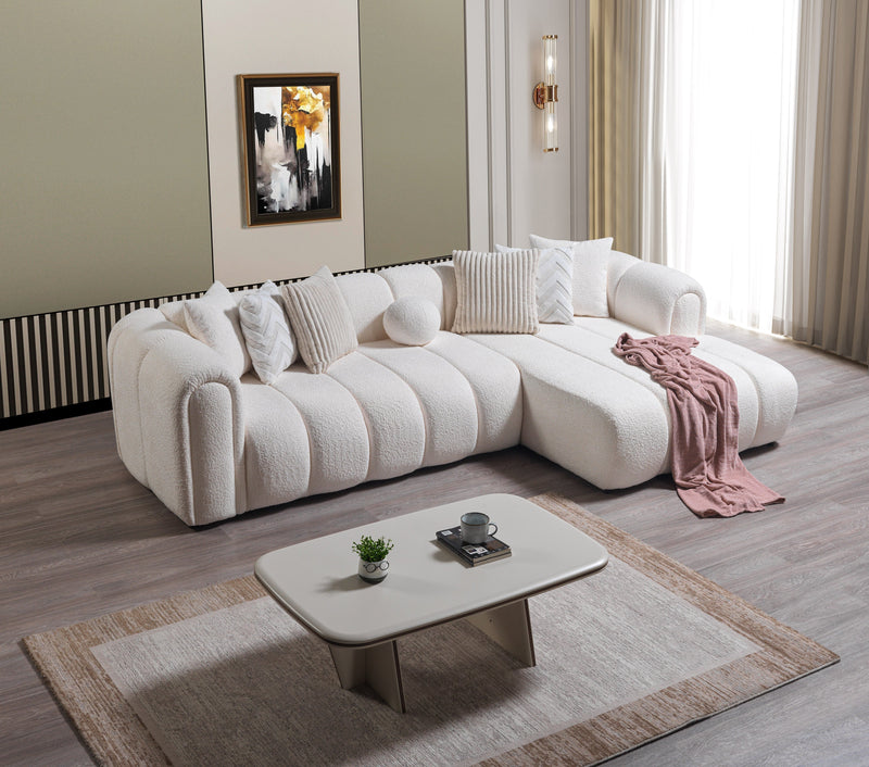 Lis Ivory Boucle RAF Sectional [ETA: 4/20] - Lara FurnitureSectional