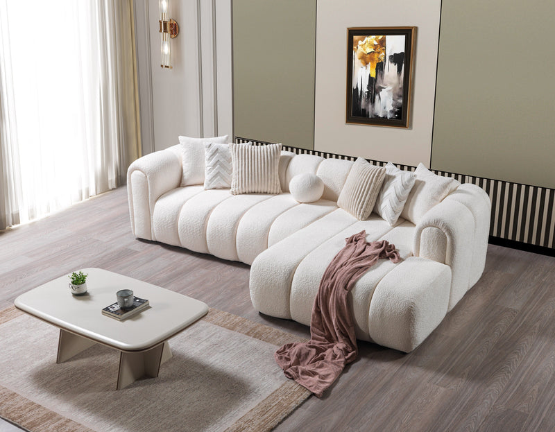 Lis Ivory Boucle RAF Sectional [ETA: 4/20] - Lara FurnitureSectional