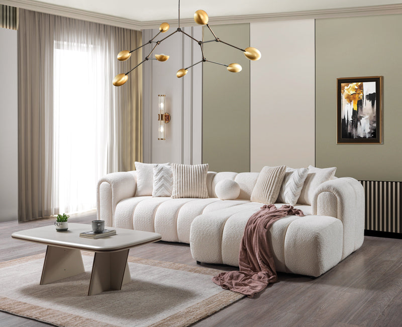 Lis Ivory Boucle RAF Sectional [ETA: 4/20] - Lara FurnitureSectional