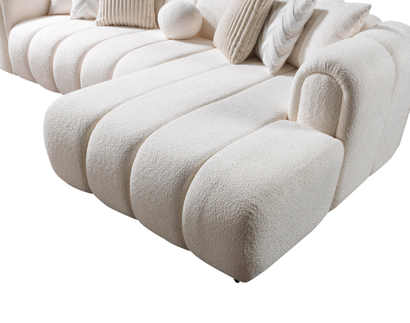 Lis Ivory Boucle RAF Sectional [ETA: 4/20] - Lara FurnitureSectional