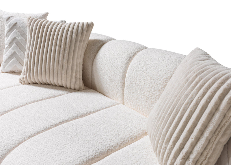 Lis Ivory Boucle RAF Sectional [ETA: 4/20] - Lara FurnitureSectional