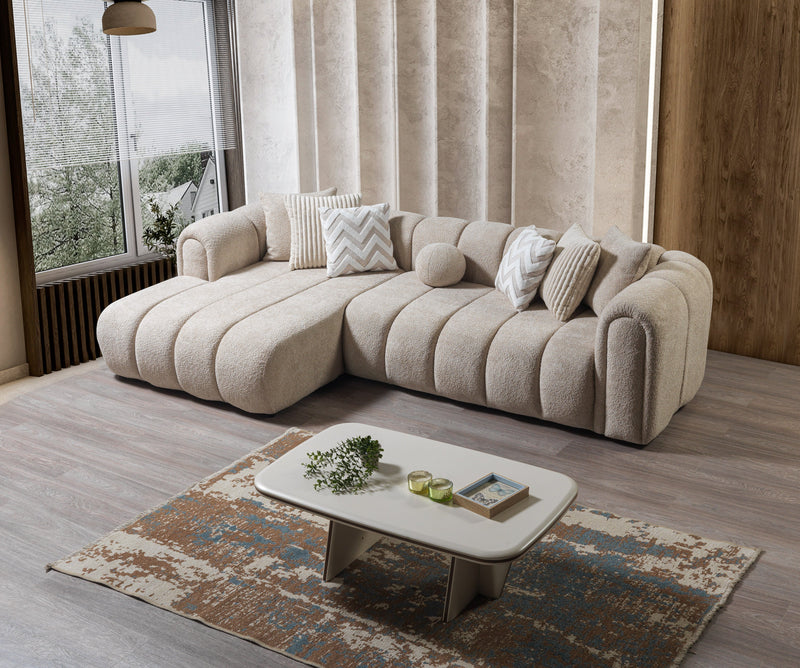 Lis Sand Boucle LAF 115" Sectional [ETA: 3/15] - Lara FurnitureSectional