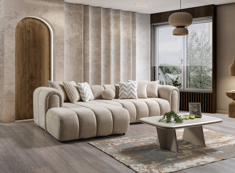Lis Sand Boucle LAF 115" Sectional [ETA: 3/15] - Lara FurnitureSectional