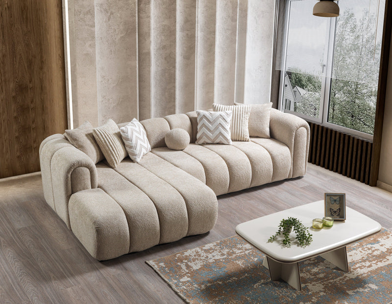 Lis Sand Boucle LAF 115" Sectional [ETA: 3/15] - Lara FurnitureSectional