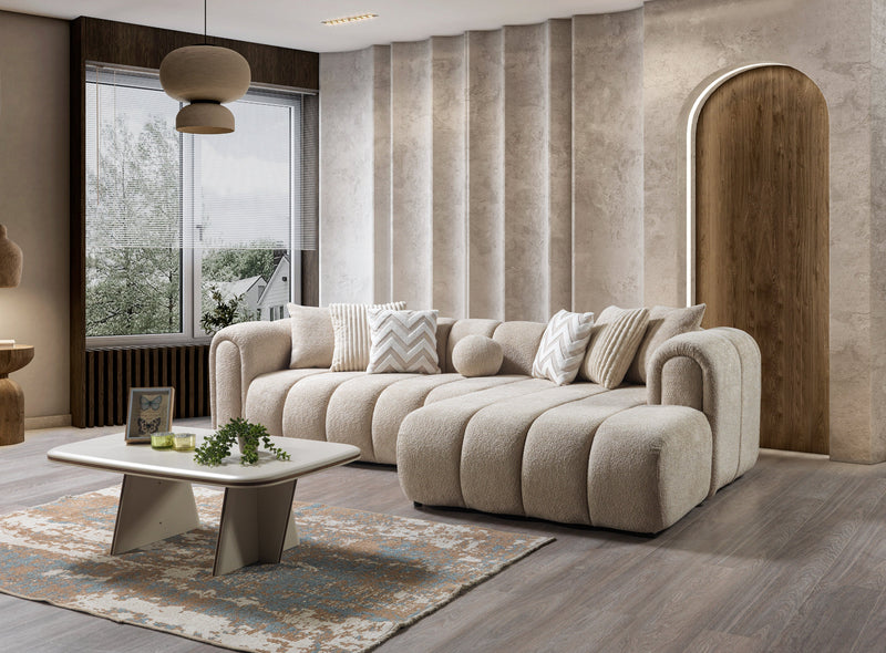 Lis Sand Boucle RAF Sectional [ETA: 4/20] - Lara FurnitureSectional