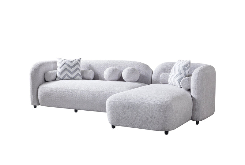 Liva Gray Boucle RAF 110" Sectional [ETA: 3/15] - Lara FurnitureSectional