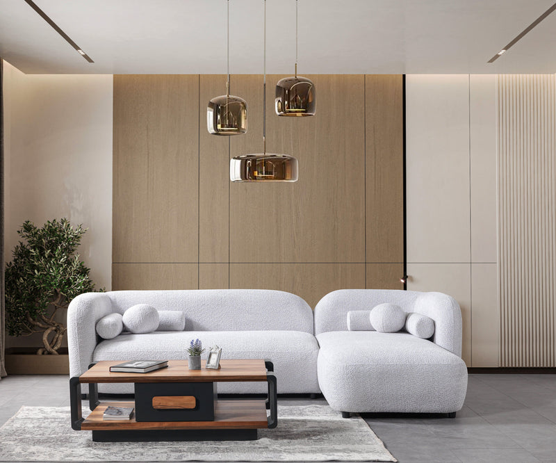 Liva Gray Boucle RAF 110" Sectional [ETA: 3/15] - Lara FurnitureSectional