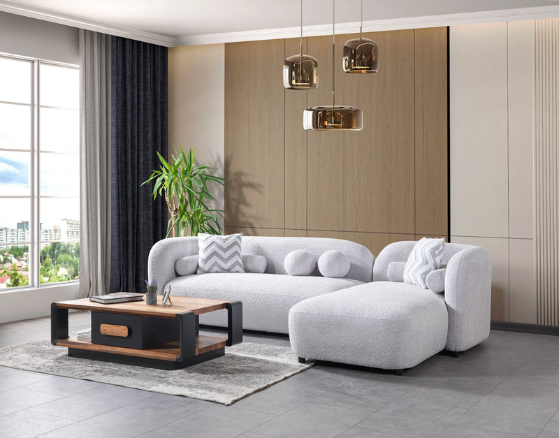 Liva Gray Boucle RAF 110" Sectional [ETA: 3/15] - Lara FurnitureSectional