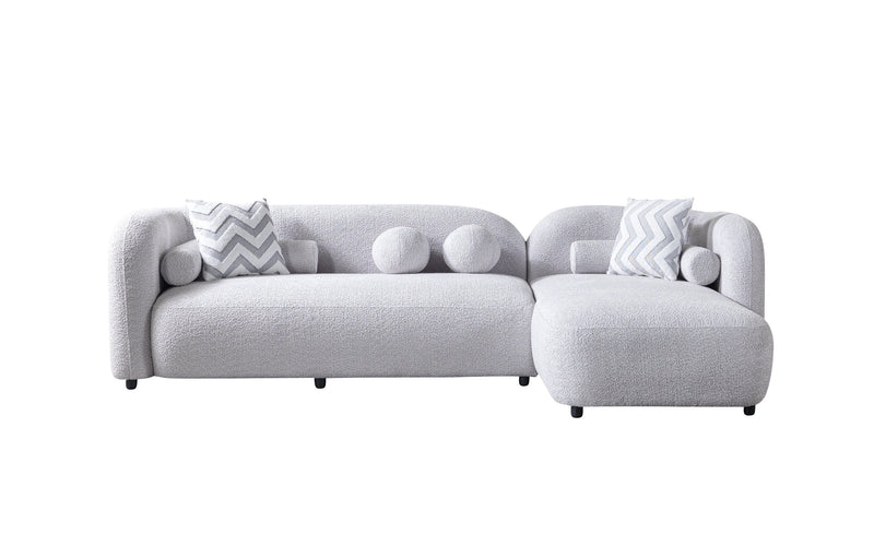 Liva Gray Boucle RAF 110" Sectional [ETA: 3/15] - Lara FurnitureSectional
