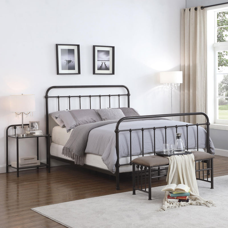 Livingston Metal Eastern King Open Frame Bed Dark Bronze - 300399KE