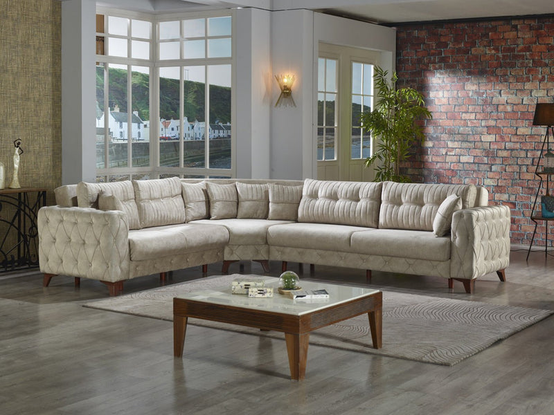 Lizbon 118" Wide Square Arm Convertible Sectional - Sectional