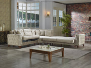 Lizbon 118" Wide Square Arm Convertible Sectional - Sectional