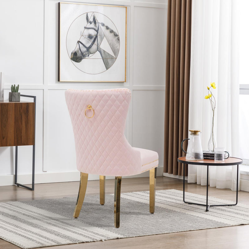 Lizzy Pink Velvet Chair W/ Gold Steel Legs - CK214