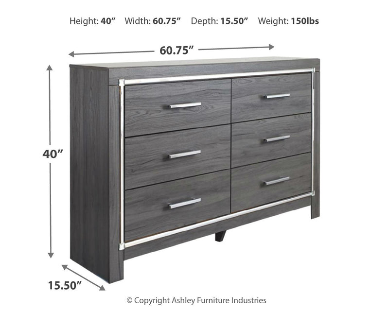 Lodanna Full Panel Bed with Mirrored Dresser, Chest and 2 Nightstands in Gray - PKG003611