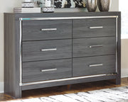 Lodanna Full Upholstered Panel Headboard Bed with Dresser in Gray from Ashley - Lara Furniture