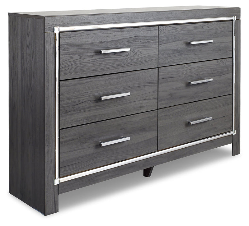 Lodanna Full Upholstered Panel Headboard Bed with Dresser in Gray from Ashley - Lara Furniture