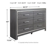 Lodanna Full Upholstered Panel Headboard Bed with Mirrored Dresser in Gray from Ashley - Lara Furniture