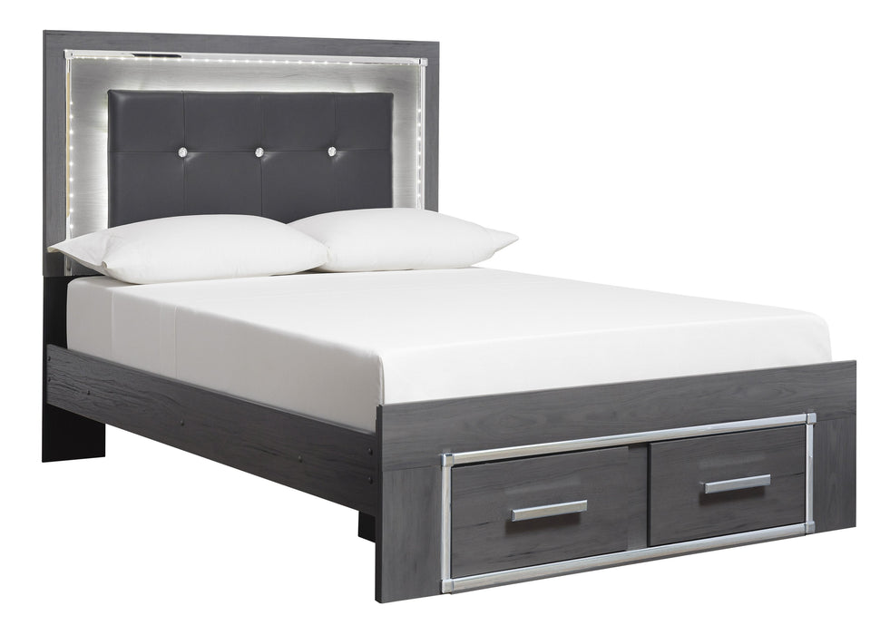 Lodanna Gray Full LED Storage Bed - Gate FurnitureFull Bed
