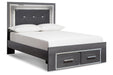 Lodanna Gray Full Panel Bed with 2 Storage Drawers - Gate FurnitureFull Bed