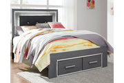 Lodanna Gray Full Panel Bed with 2 Storage Drawers - Lara FurnitureFull Bed