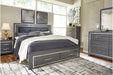 Lodanna Gray King Panel Bed with 2 Storage Drawers - Gate FurnitureKing Bed