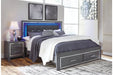 Lodanna Gray King Panel Bed with 2 Storage Drawers - Gate FurnitureKing Bed