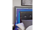 Lodanna Gray King Panel Bed with 2 Storage Drawers - Lara FurnitureKing Bed