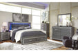Lodanna Gray King Panel Bed with 2 Storage Drawers - Gate FurnitureKing Bed