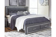 Lodanna Gray King Panel Bed with 2 Storage Drawers - Gate FurnitureKing Bed