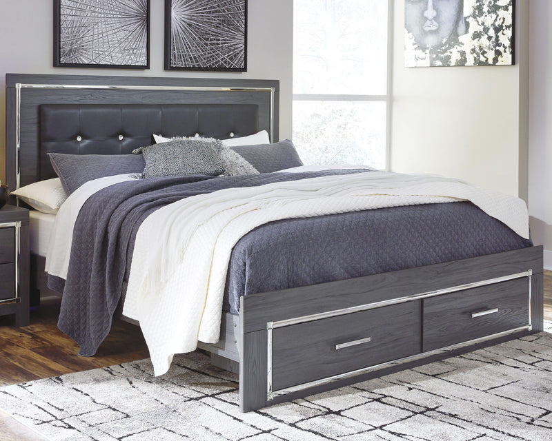 Lodanna Gray King Storage Bed, Dresser and Chest - B214B57