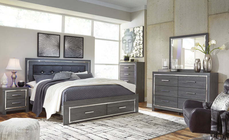 Lodanna Gray LED Footboard Storage Bedroom Set - Lara FurnitureBedroom Set