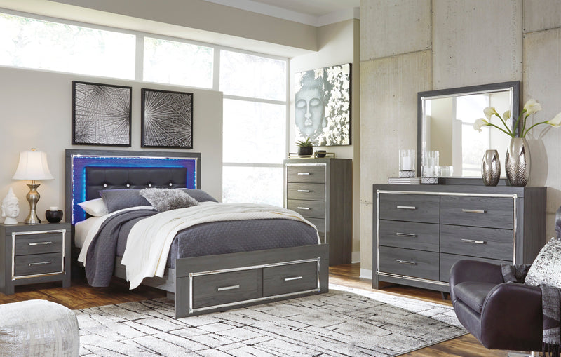 Lodanna Gray LED Footboard Storage Bedroom Set - Lara FurnitureBedroom Set