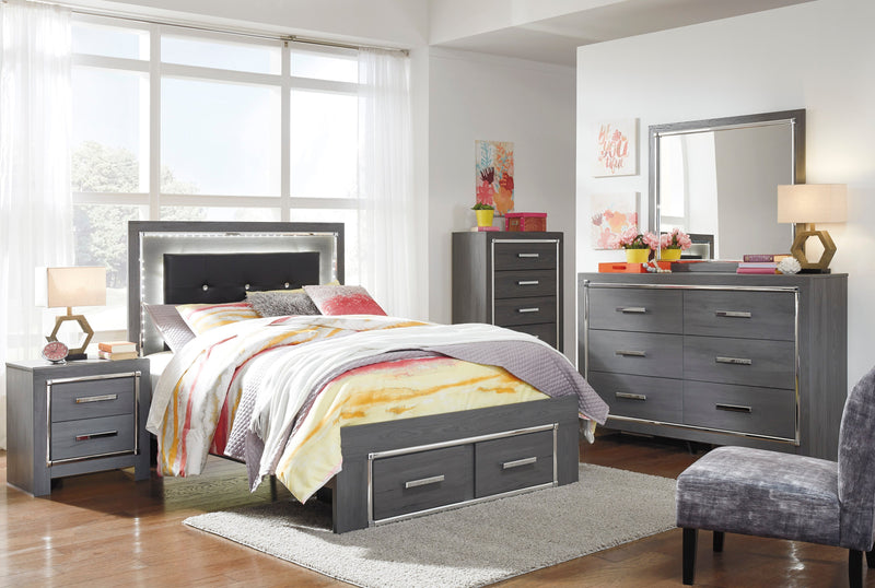 Lodanna Gray LED Footboard Storage Youth Bedroom Set - Lara FurnitureYouth Bedroom Set