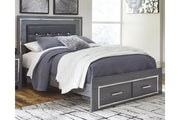 Lodanna Gray Queen Platform Bed with 2 Storage Drawers - Lara FurnitureQueen Bed
