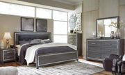 Lodanna King Panel Bed with Mirrored Dresser and 2 Nightstands in Gray - PKG003548