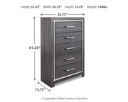 Lodanna King Panel Bed with Mirrored Dresser and Chest in Gray - PKG003549