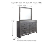 Lodanna King Panel Bed with Mirrored Dresser and Nightstand in Gray - PKG014141