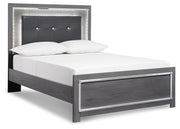 Lodanna King Panel Bed with Mirrored Dresser, Chest and 2 Nightstands in Gray - PKG003552