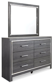 Lodanna King Panel Bed with Mirrored Dresser, Chest and 2 Nightstands in Gray - PKG003552