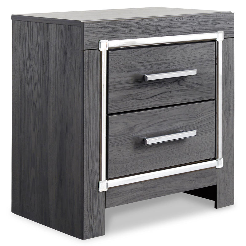Lodanna Queen/Full Upholstered Panel Headboard Bed with Mirrored Dresser and 2 Nightstands in Gray - PKG003487