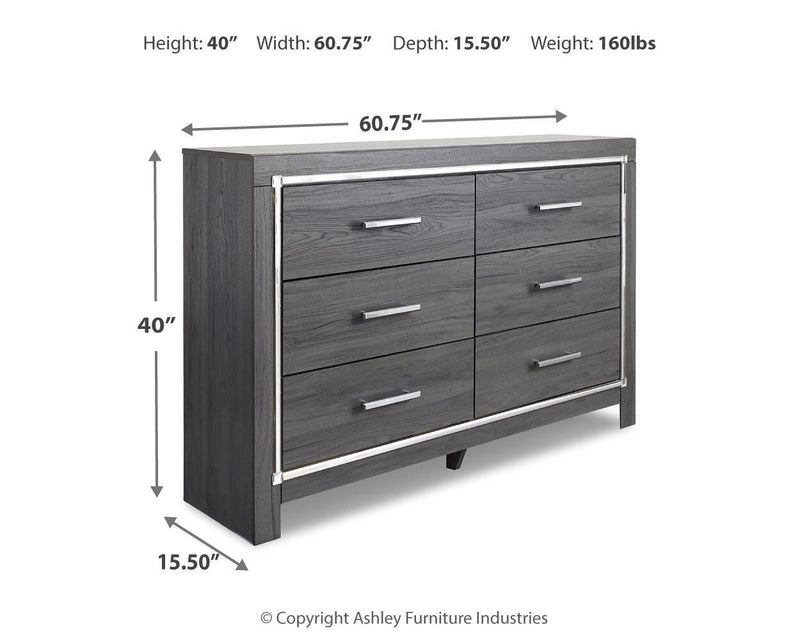 Lodanna Queen Panel Bed with 2 Storage Drawers with Dresser in Gray - PKG003581